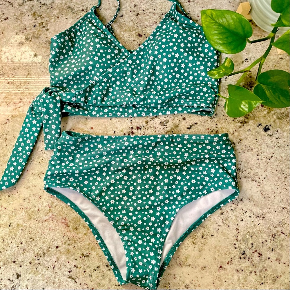 SHEIN Green Floral Swimsuit
